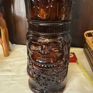 Vintage Brown Glass Native American Humidor